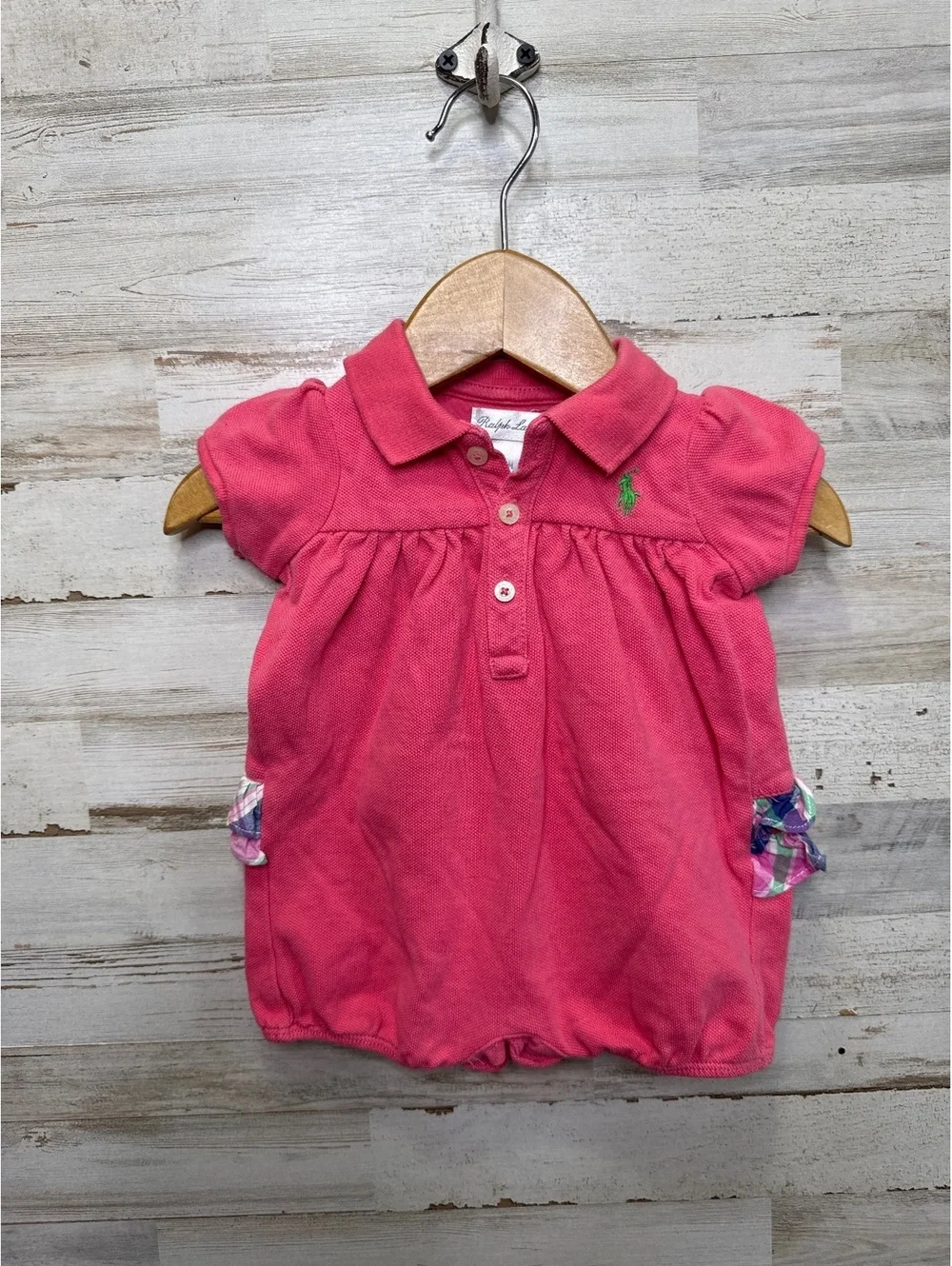 RALPH LAUREN PINK RUFFLE ROMPER SIZE 3 MONTHS